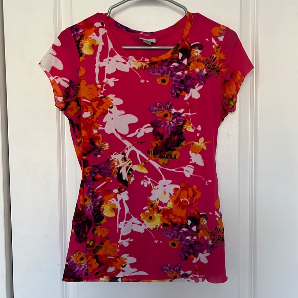 Pink floral blouse